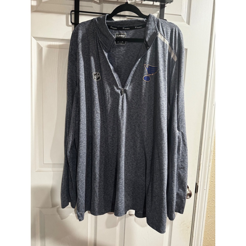Fanatics Authentic Pro NHL St Louis Blues Quarter Zip Pullover Mens 3XL Blue